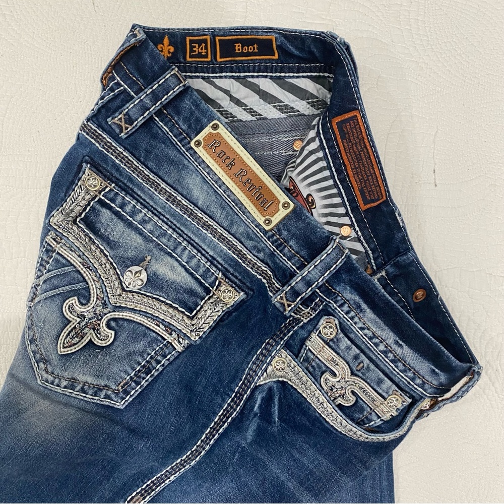 Like New Rock revival Ena  Stretch Jeans Size 34 - Picture 11 of 13